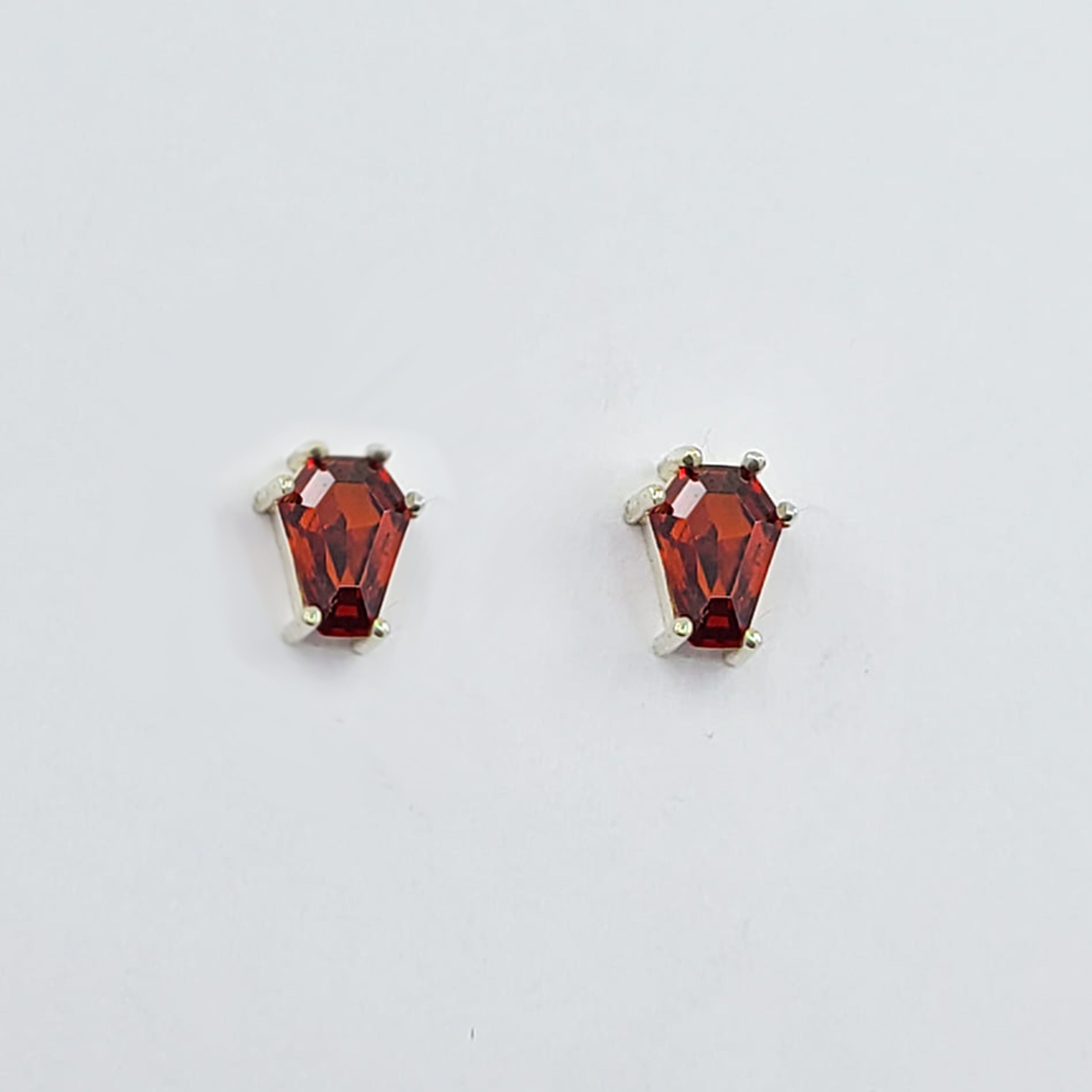 Small Blood Red Coffin Stud Earrings (5x7)