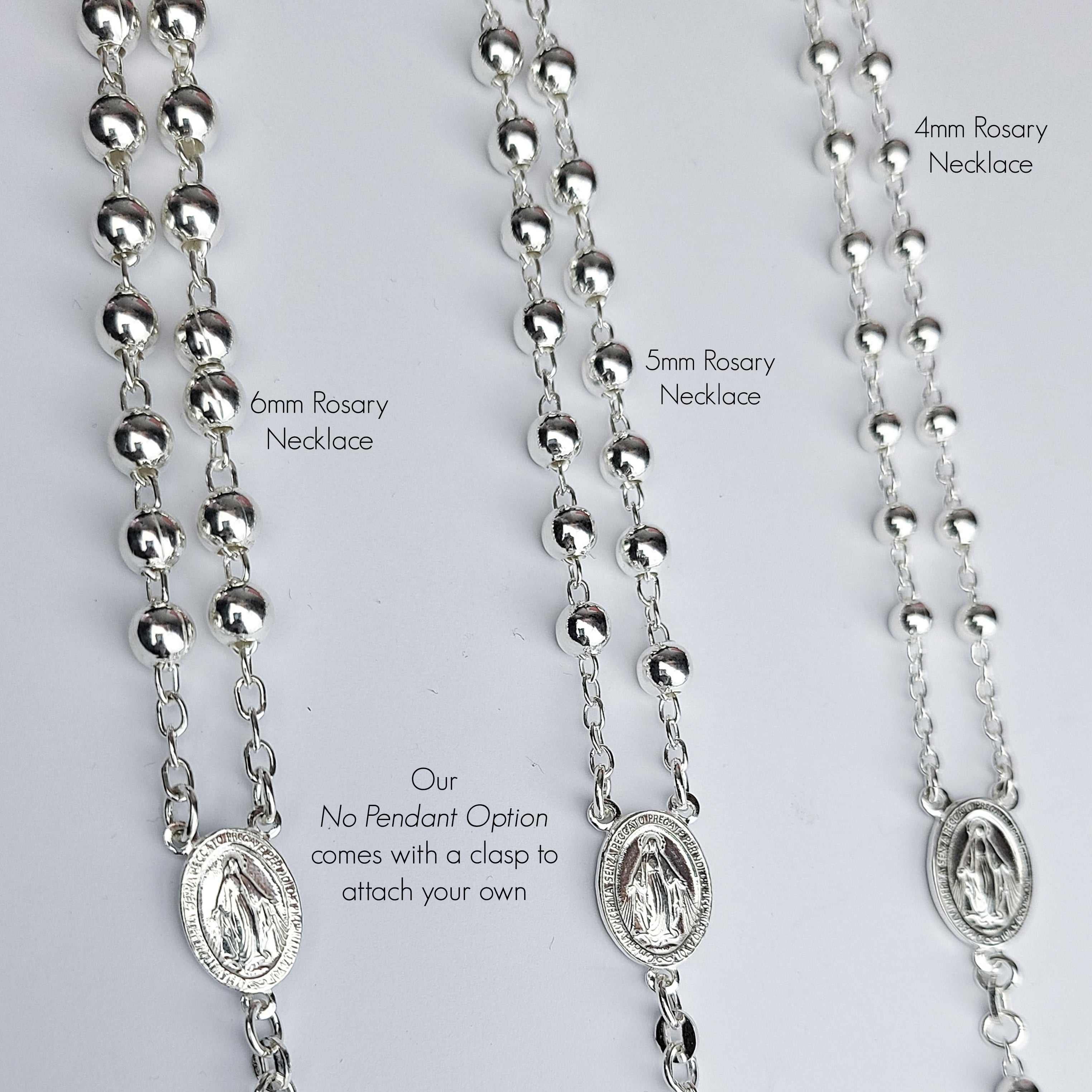 Mens Platinum Clad 925 Silver Rosary Necklace Cross 26 | Rosary necklace,  Necklace, Cross chain