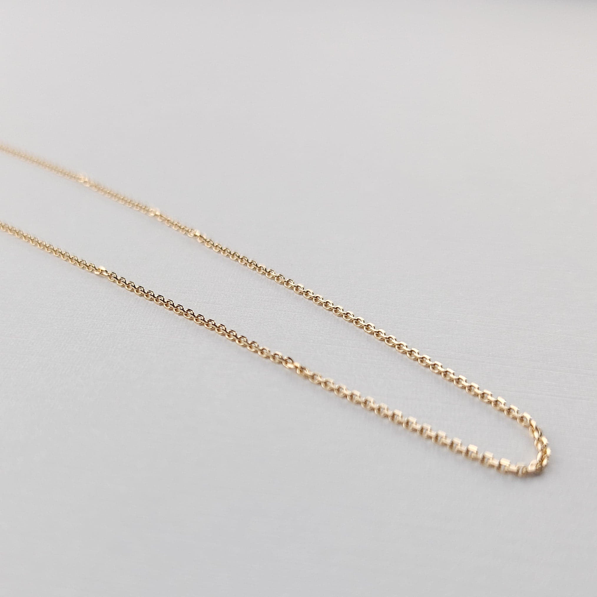 Collection of Thin Rose Gold Cable Chain 10K - 14K in a gallery layout