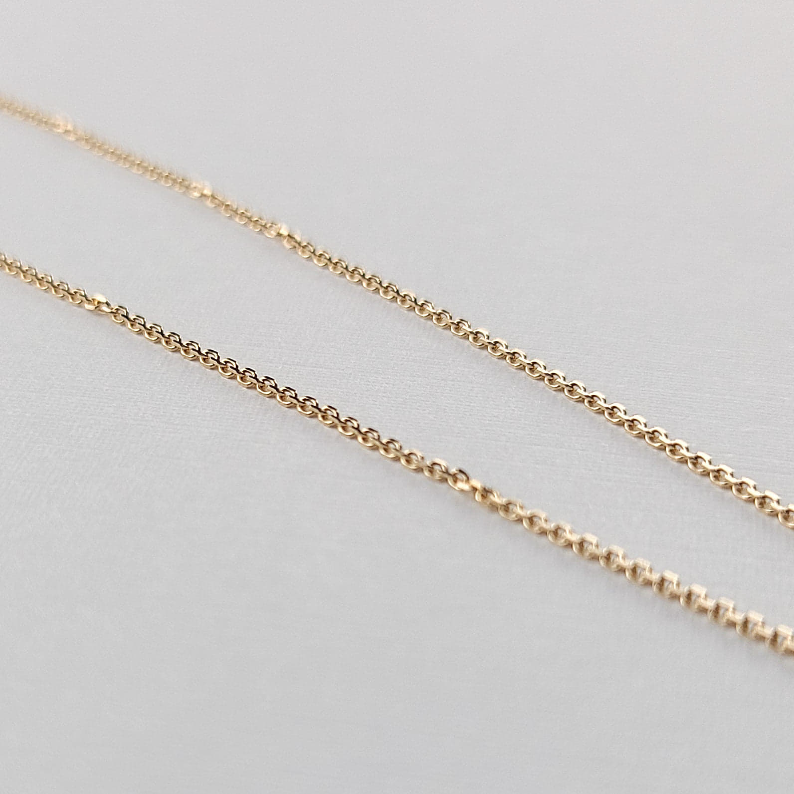 Collection of Thin Rose Gold Cable Chain 10K - 14K in a gallery layout