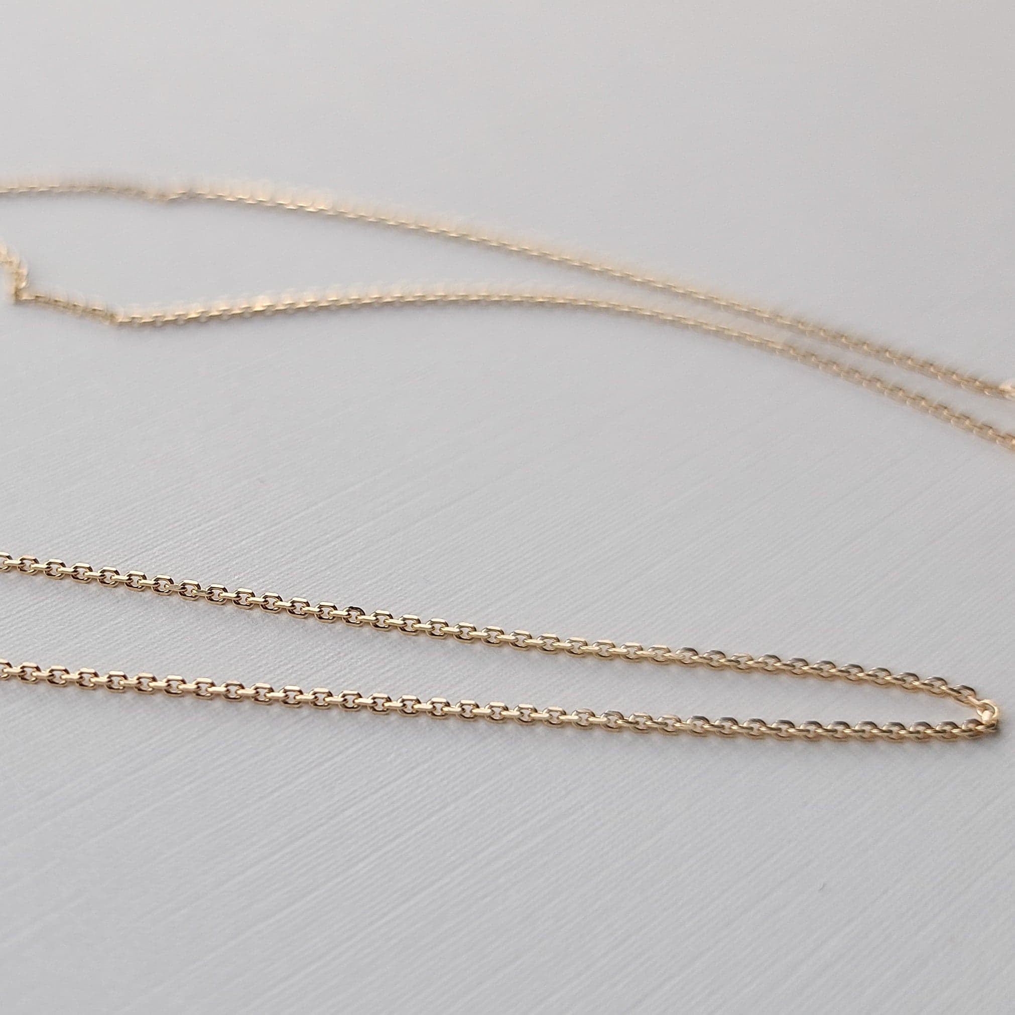 Collection of Thin Rose Gold Cable Chain 10K - 14K in a gallery layout