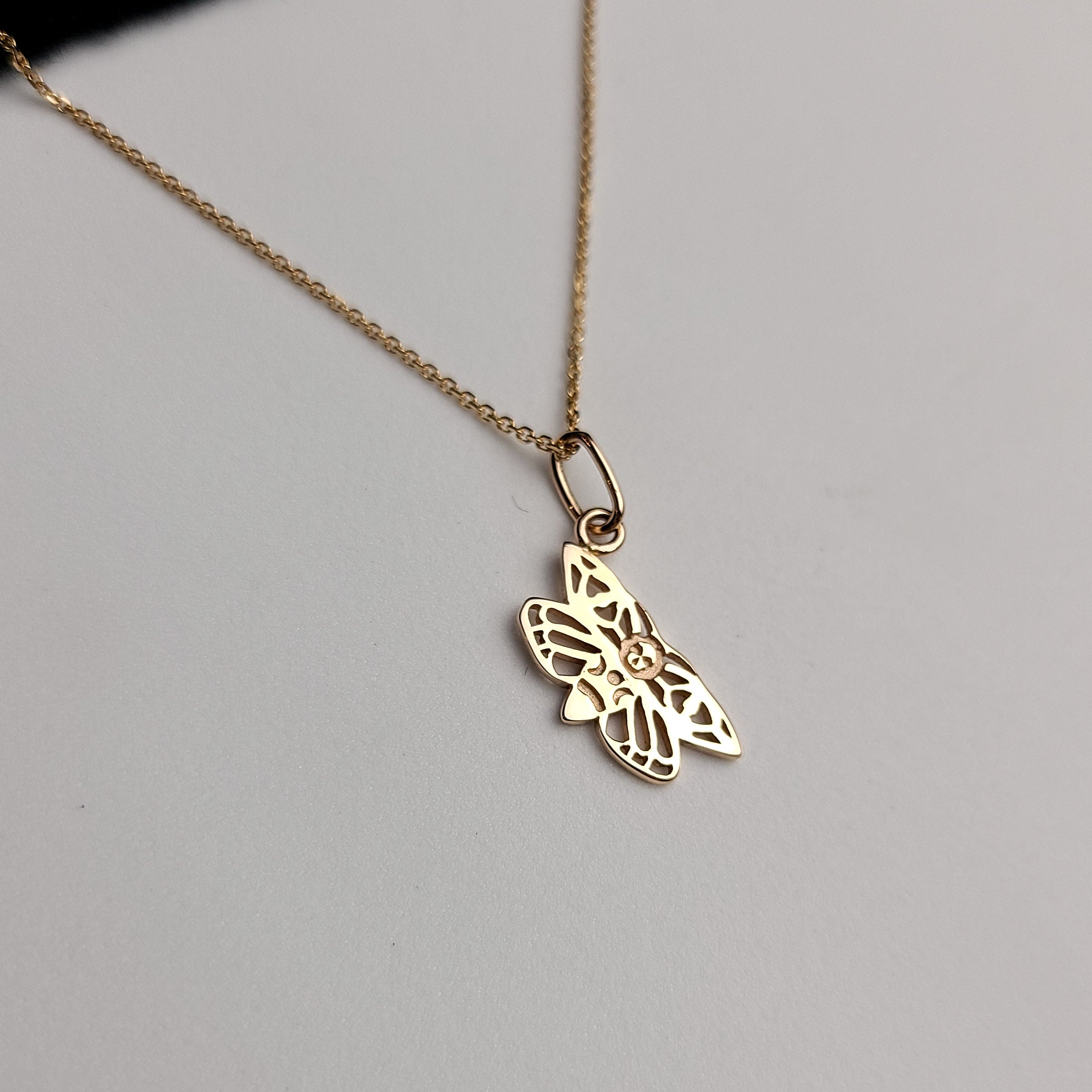 Collection of Rose Gold Deaths Head Moth Pendant 10K - 14K in a gallery layout