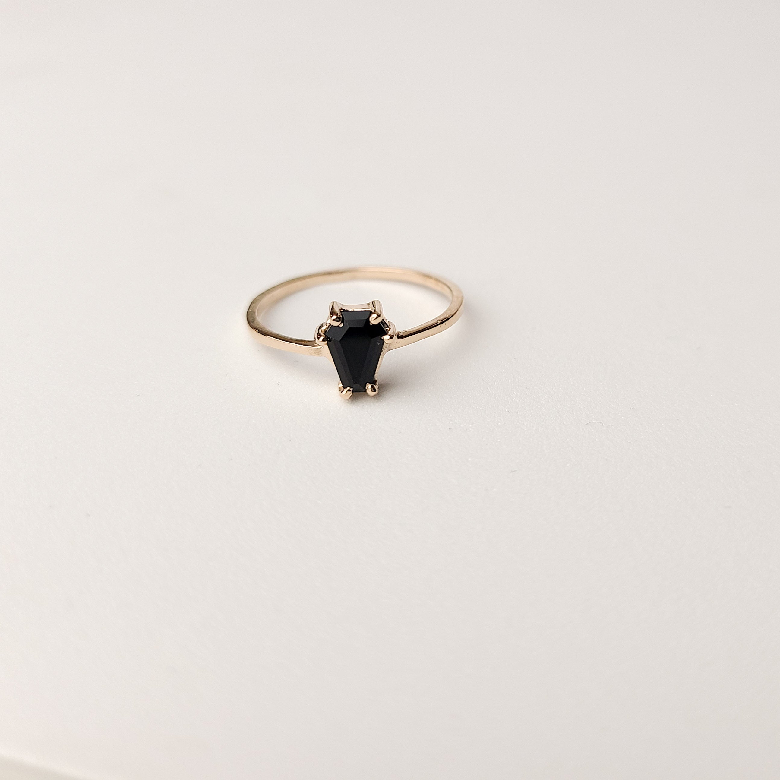 Collection of Black Small Coffin Engagement Ring - Rose Gold in a gallery layout