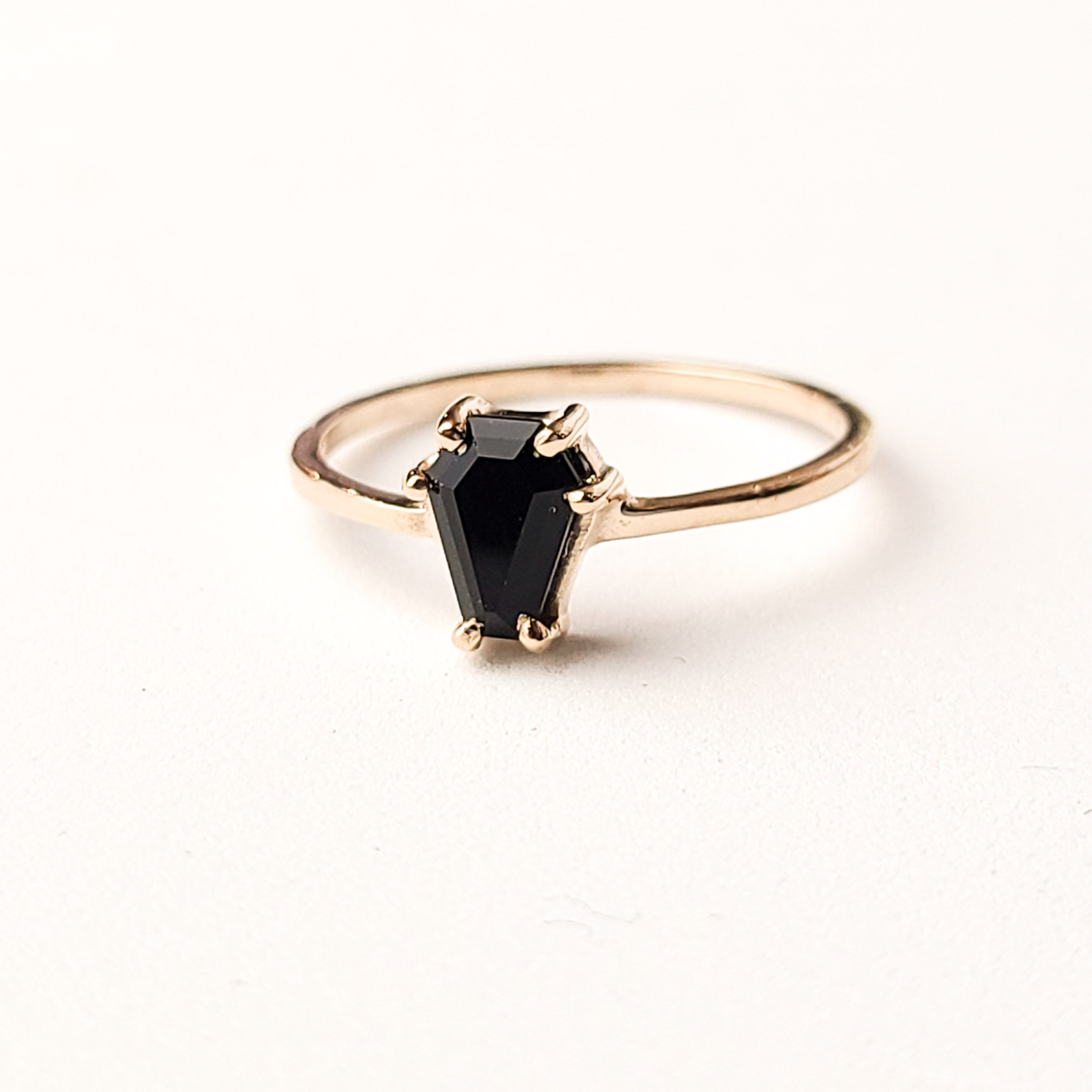 Collection of Black Small Coffin Engagement Ring - Rose Gold in a gallery layout