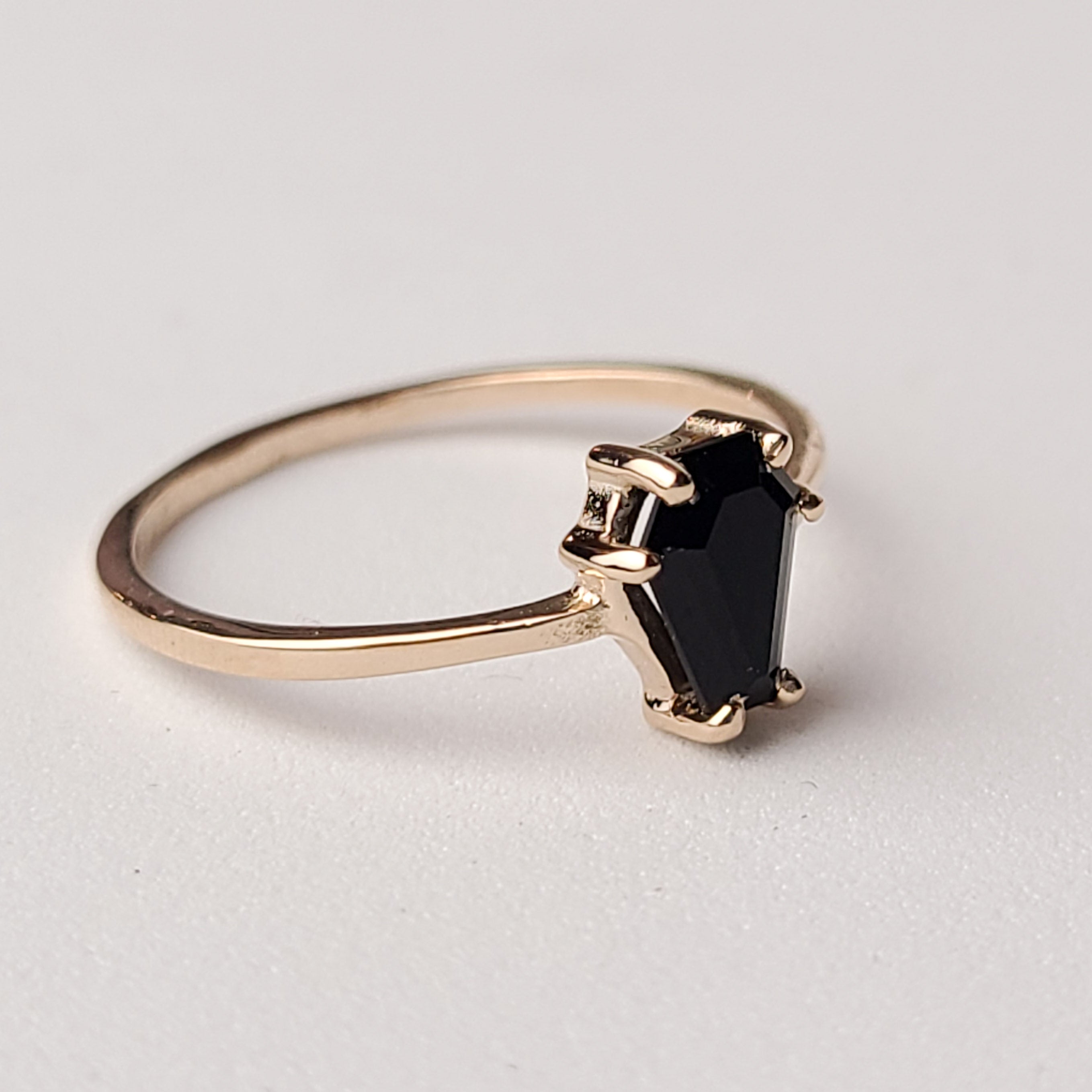 Collection of Black Small Coffin Engagement Ring - Rose Gold in a gallery layout