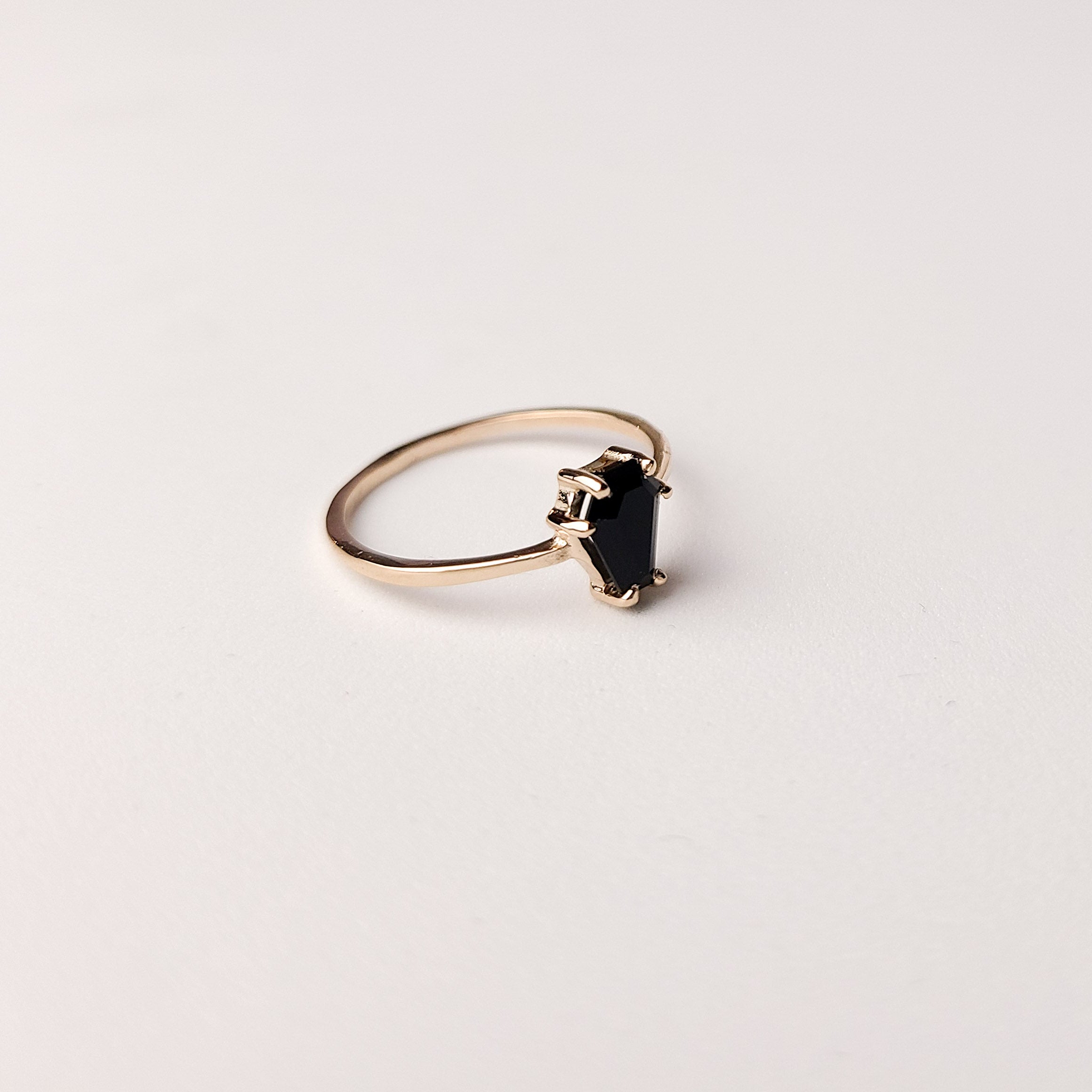 Collection of Black Small Coffin Engagement Ring - Rose Gold in a gallery layout