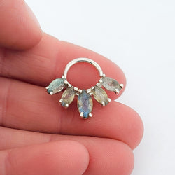 Collection of Statement Labradorite Septum Nose Piercing Marquise in a gallery layout