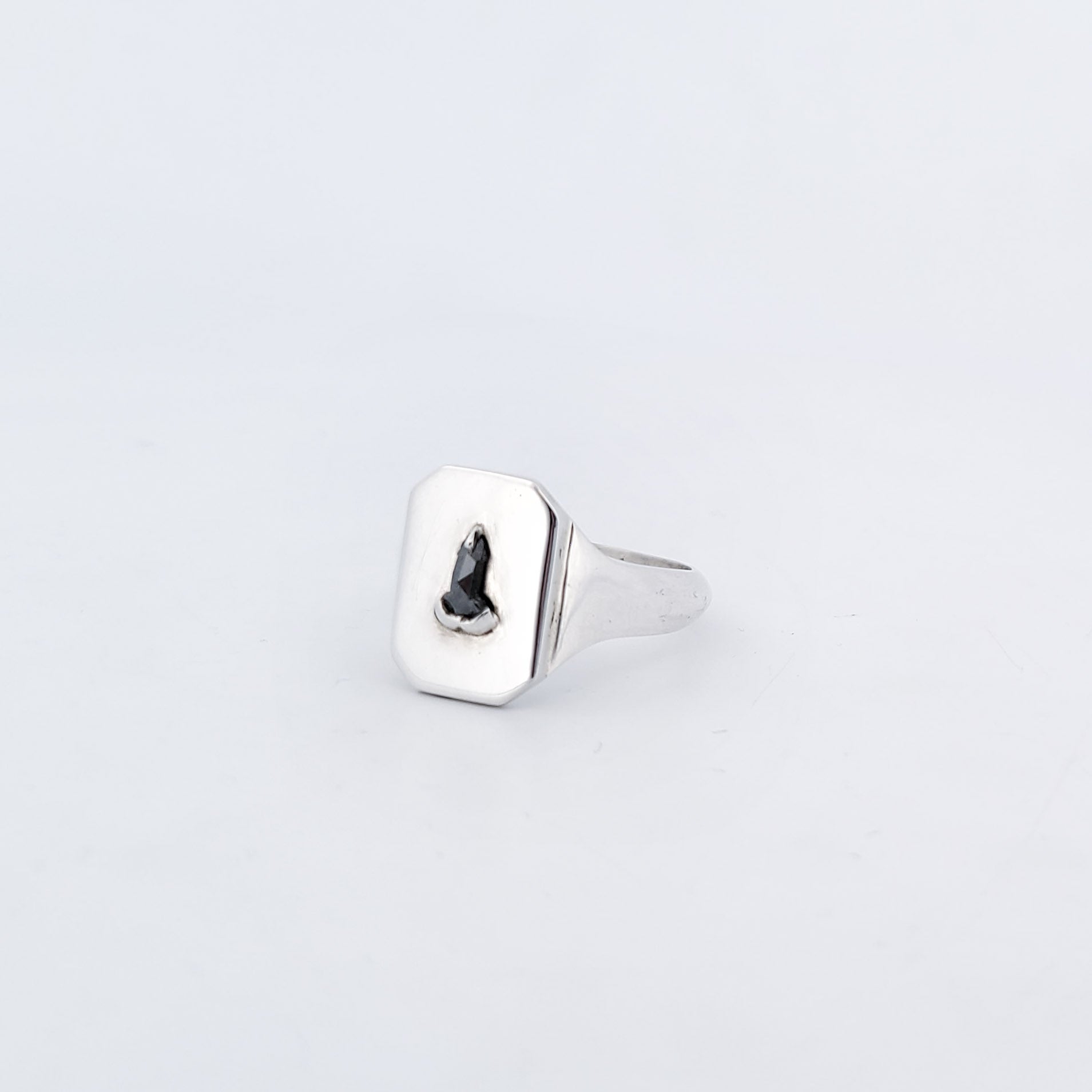 Collection of Mature Salt and Pepper Diamond Penis Signet Ring in a gallery layout