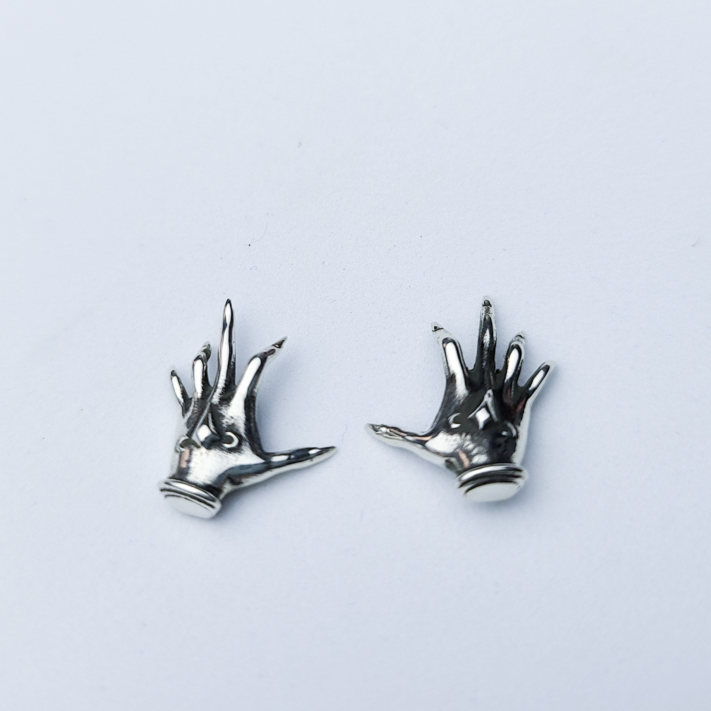 Collection of Palmistry Hands Stud Post Earrings in a gallery layout