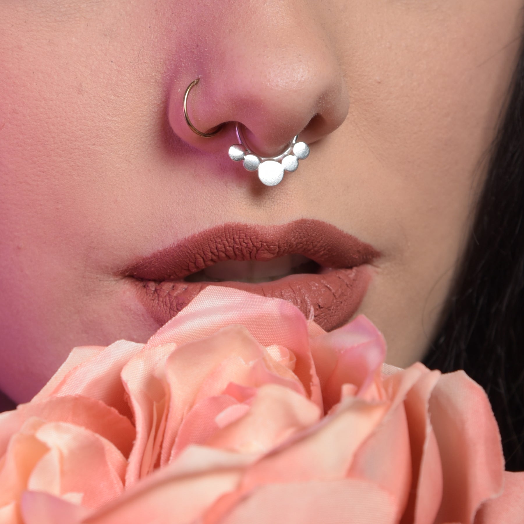 Collection of 5 Disc Boho Septum Ring in a gallery layout